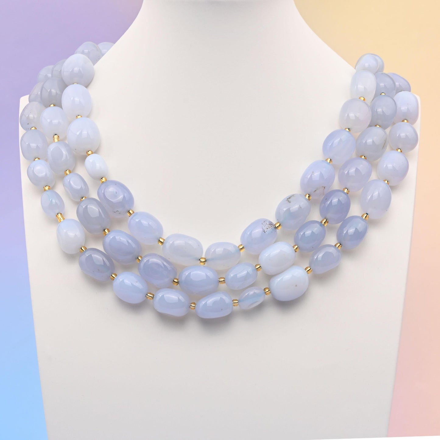 Natural Blue Chalcedony Oval Gemstone Beads, Size 10-17mm Red Nugget Beads, DIY Jewelry Making Beads, 15.5 Inches Per Strand