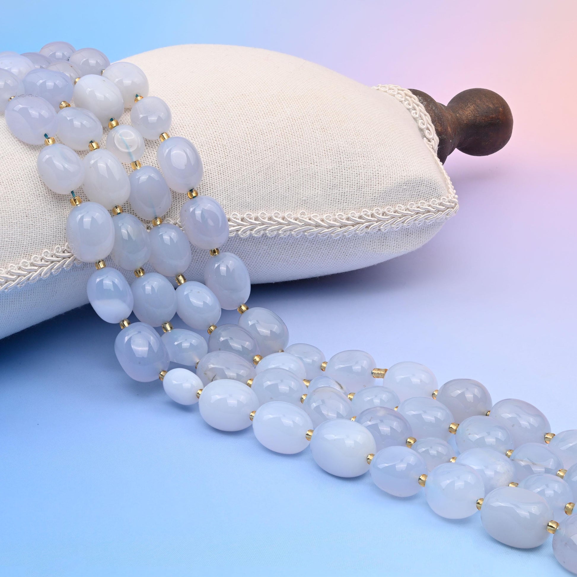 Natural Blue Chalcedony Oval Gemstone Beads, Size 10-17mm Red Nugget Beads, DIY Jewelry Making Beads, 15.5 Inches Per Strand