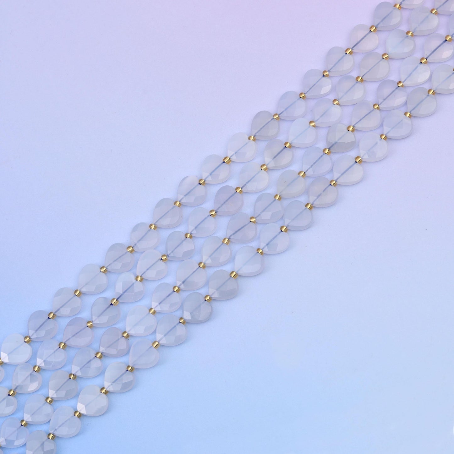 Natural Blue Chalcedony Faceted Heart Gemstone Beads, Bead Size 12mm Heart Faceted Beads, DIY Jewelry Making Beads, 15.5 Inches Per Strand