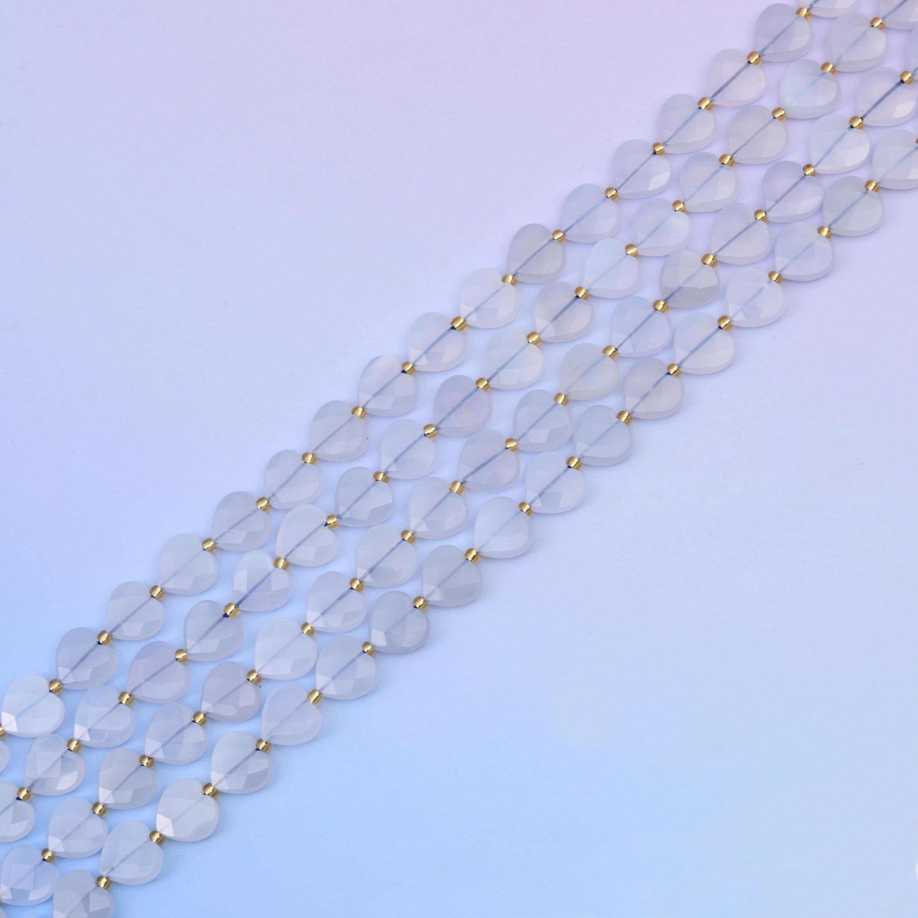 Natural Blue Chalcedony Faceted Heart Gemstone Beads, Bead Size 12mm Heart Faceted Beads, DIY Jewelry Making Beads, 15.5 Inches Per Strand