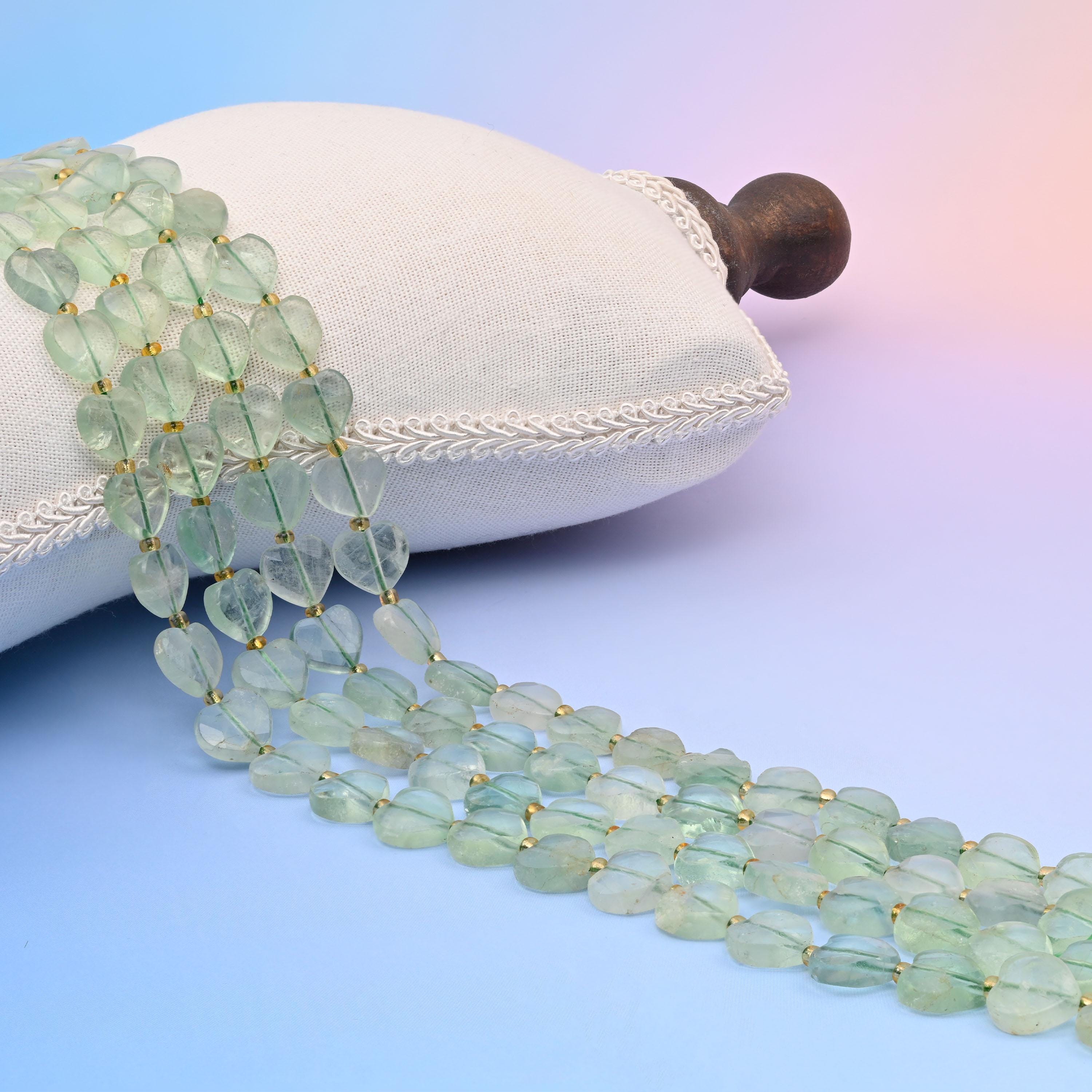 Natural Green Amethyst Faceted Heart Gemstone Beads, Bead Size 12mm Heart Faceted Beads, DIY Jewelry Making Beads, 15.5 Inches Per Strand
