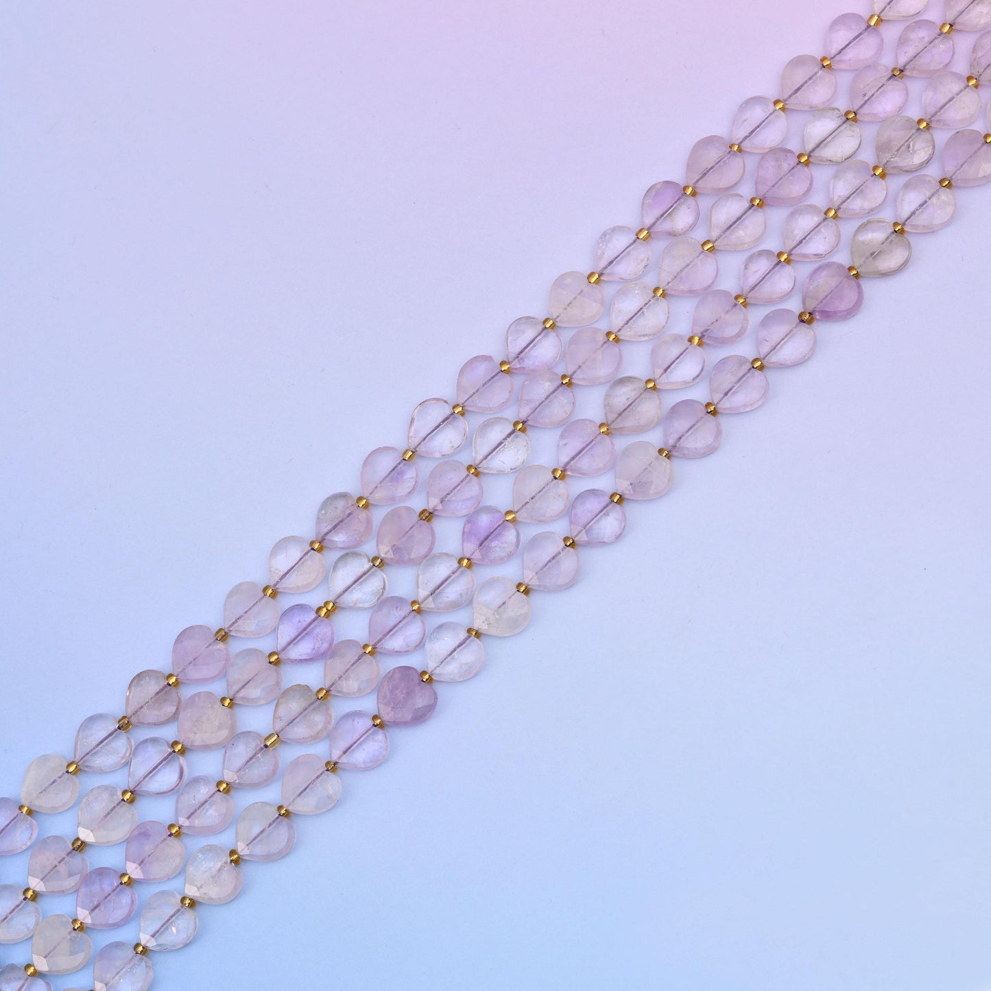 Natural Lavender Amethyst Faceted Heart Gemstone Beads, Bead Size 12mm Heart Faceted Beads, DIY Jewelry Making Beads, 15.5 Inches Per Strand