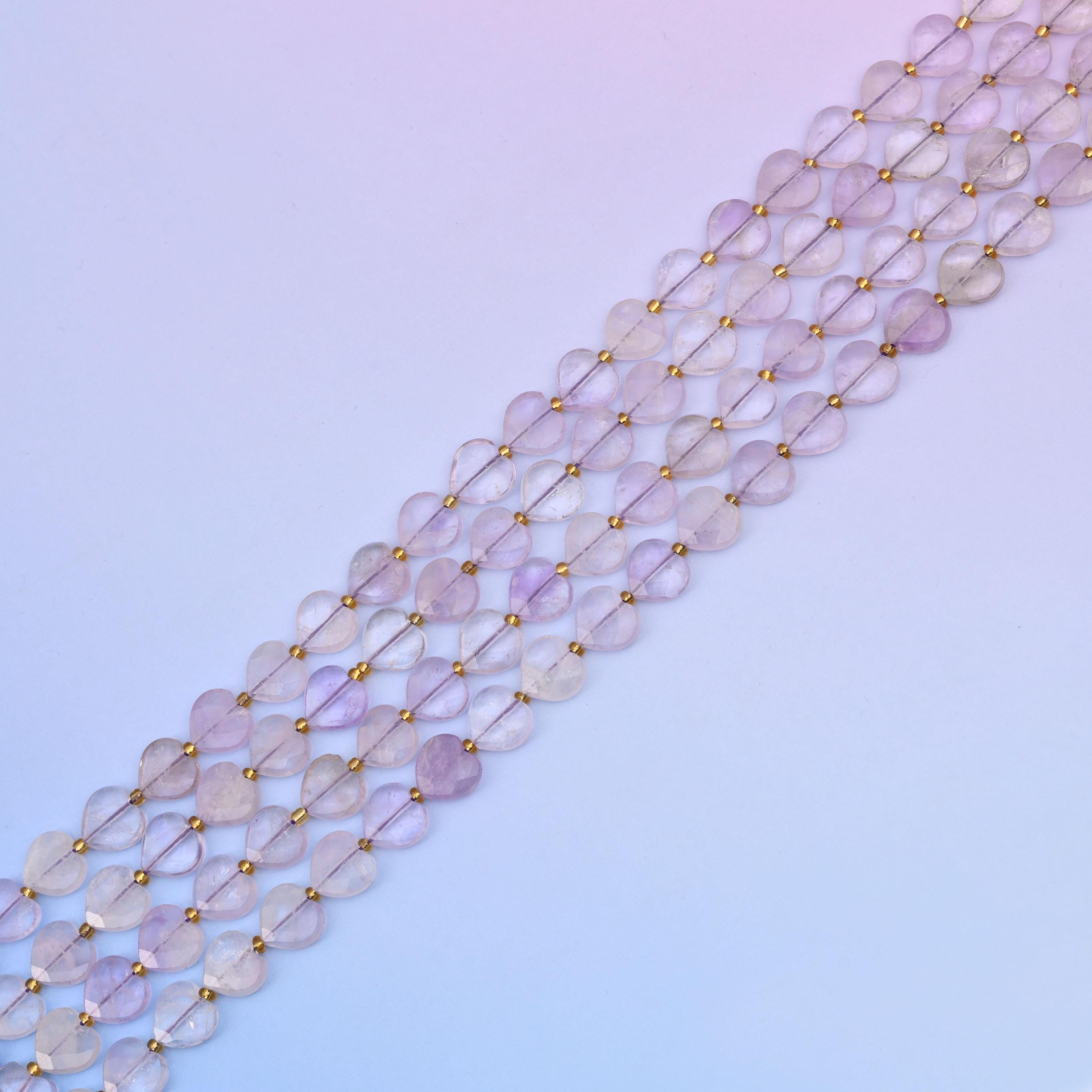 Natural Lavender Amethyst Faceted Heart Gemstone Beads, Bead Size 12mm Heart Faceted Beads, DIY Jewelry Making Beads, 15.5 Inches Per Strand