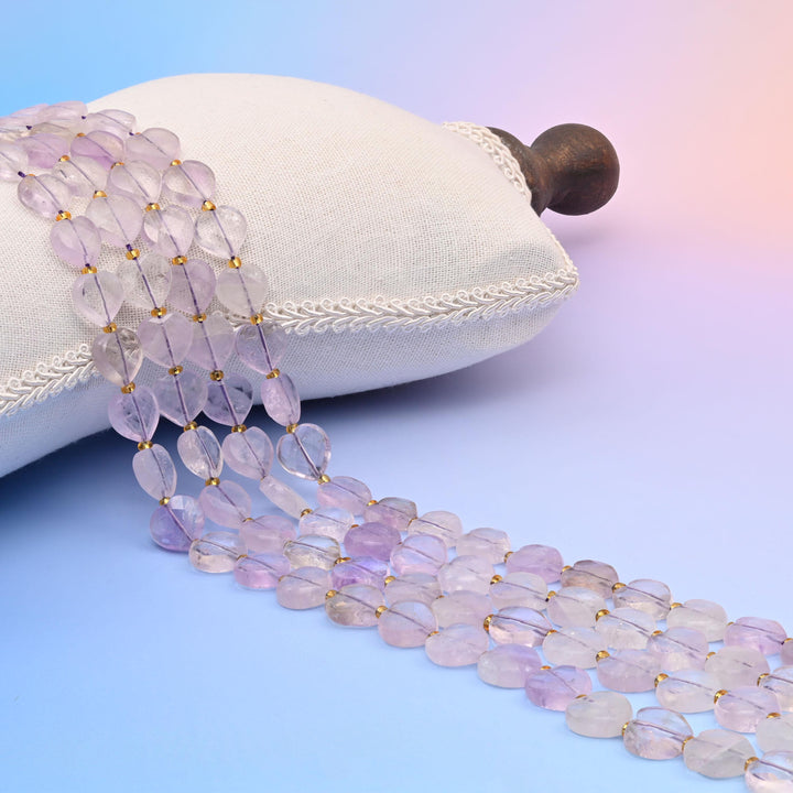 Natural Lavender Amethyst Faceted Heart Gemstone Beads, Bead Size 12mm Heart Faceted Beads, DIY Jewelry Making Beads, 15.5 Inches Per Strand
