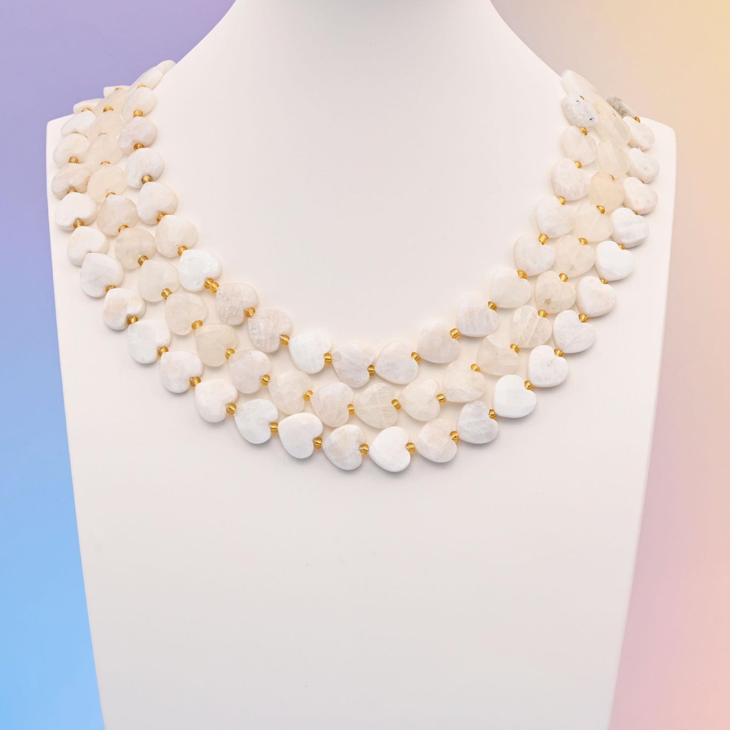 Natural White Moonstone Faceted Heart Gemstone Beads, Bead Size 12mm Heart Faceted Beads, DIY Jewelry Making Beads, 15.5 Inches Per Strand