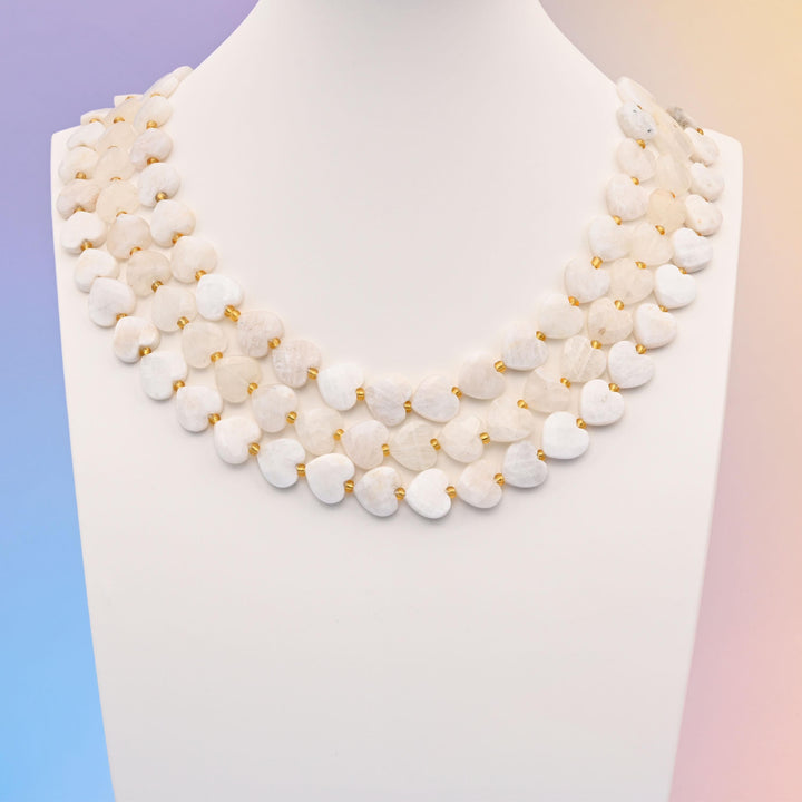 Natural White Moonstone Faceted Heart Gemstone Beads, Bead Size 12mm Heart Faceted Beads, DIY Jewelry Making Beads, 15.5 Inches Per Strand