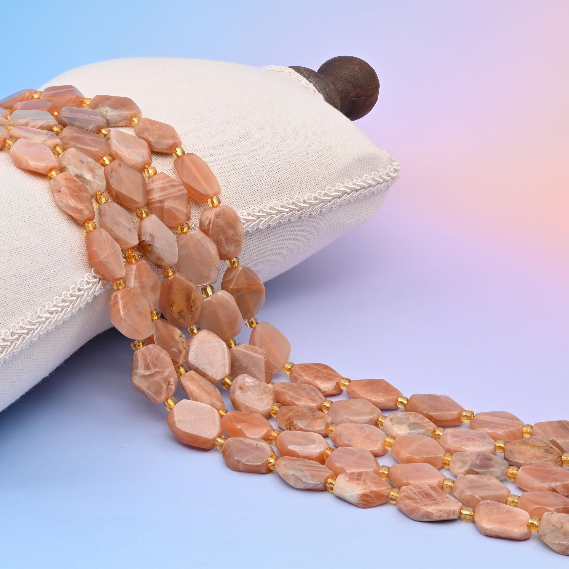 Natural Sunstone Smooth Rhombus Shape Gemstone Beads, Size 12x14mm Faceted Beads, DIY Jewelry Making Beads, 15.5 Inches Per Strand