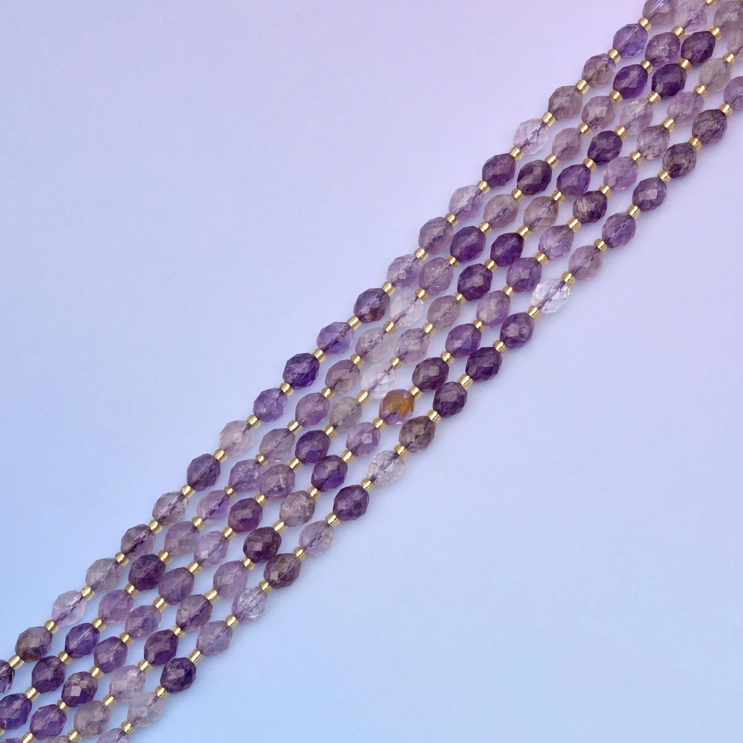 Natural Amethyst Rutilated Quartz Faceted Rice Gemstone Beads, Size 6x8mm Rice Beads, DIY Jewelry Making Beads, 15.5 Inches Per Strand - Mycrazycrystal