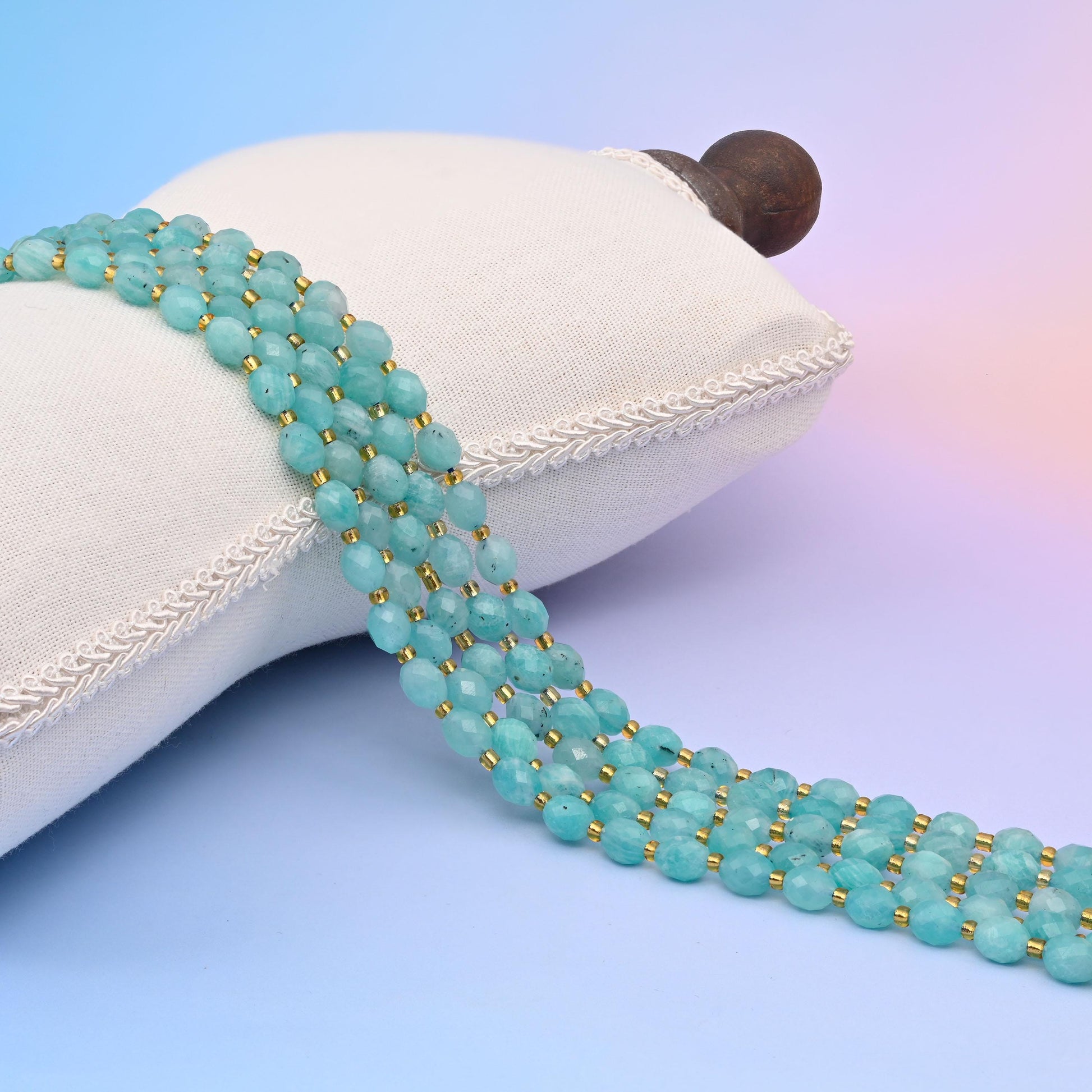 Natural Blue Amazonite Faceted Rice Gemstone Beads, Size 6x8mm Rice Beads, DIY Jewelry Making Beads, 15.5 Inches Per Strand