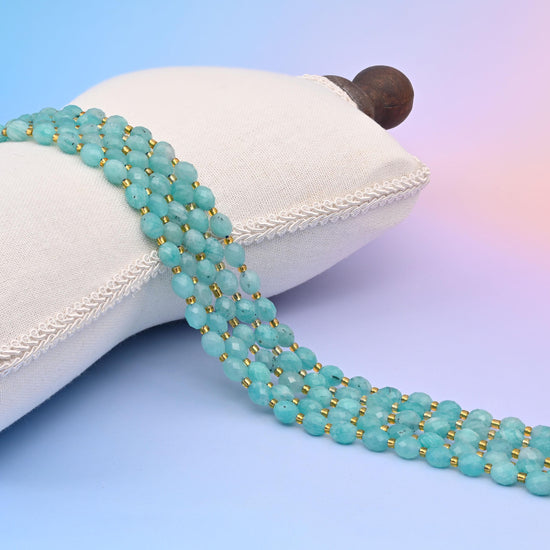 Natural Blue Amazonite Faceted Rice Gemstone Beads, Size 6x8mm Rice Beads, DIY Jewelry Making Beads, 15.5 Inches Per Strand