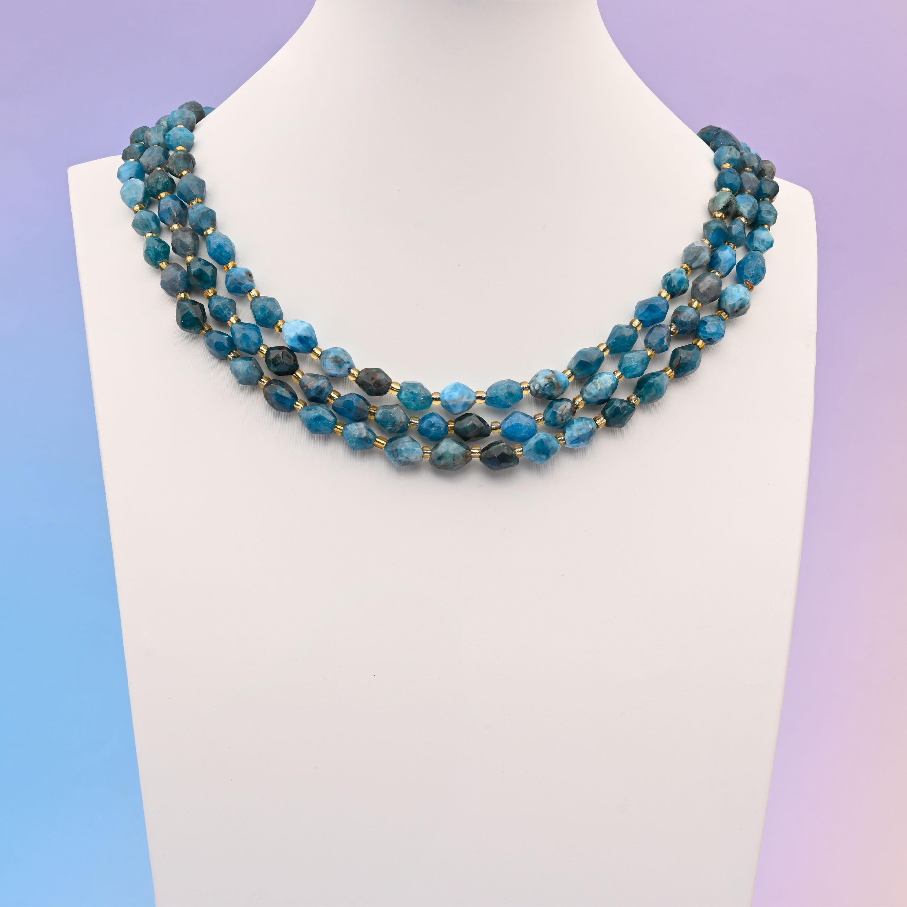Natural Blue Apatite Faceted Rice Gemstone Beads, Size 6x8mm Rice Beads, DIY Jewelry Making Beads, 15.5 Inches Per Strand