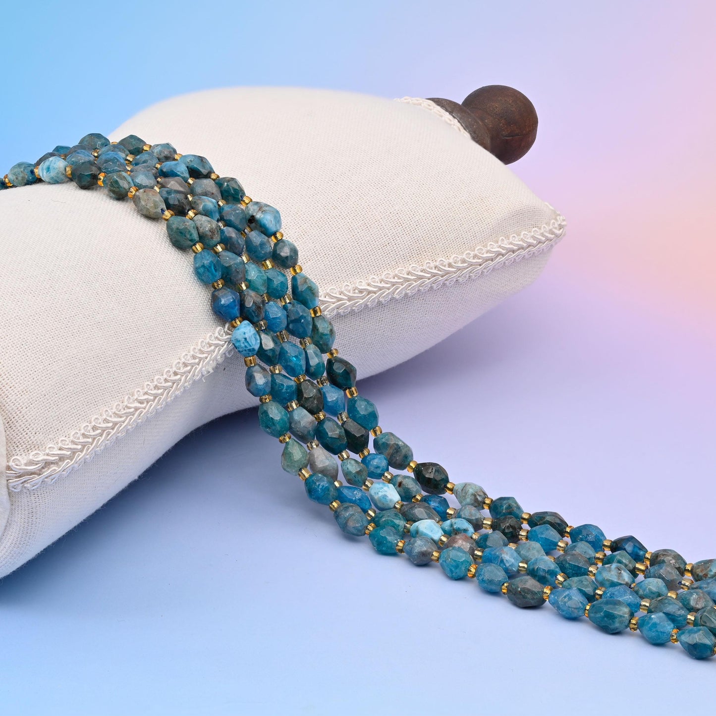 Natural Blue Apatite Faceted Rice Gemstone Beads, Size 6x8mm Rice Beads, DIY Jewelry Making Beads, 15.5 Inches Per Strand