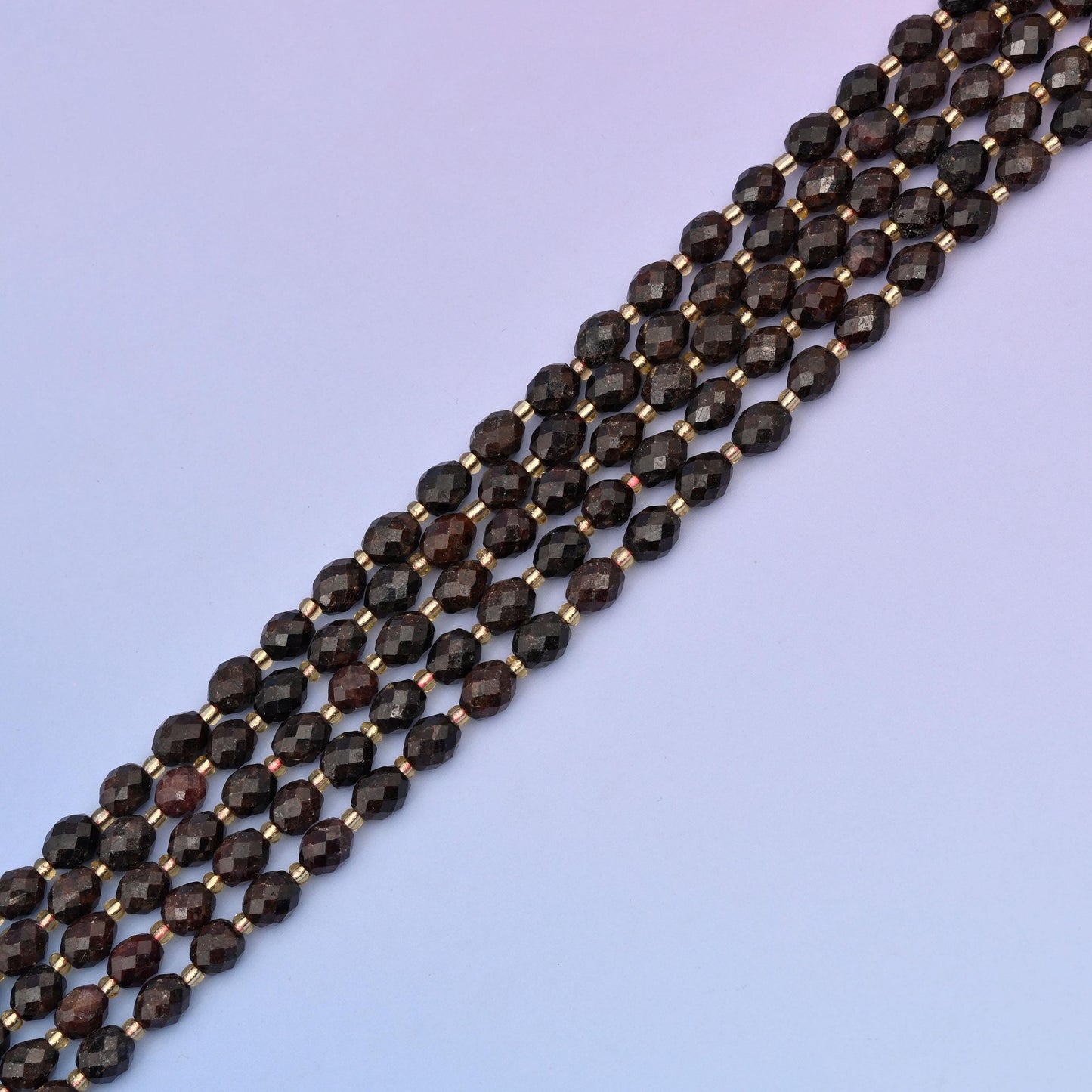 Natural Red Garnet Faceted Rice Gemstone Beads, Size 6x8mm Rice Beads, DIY Jewelry Making Beads, 15.5 Inches Per Strand