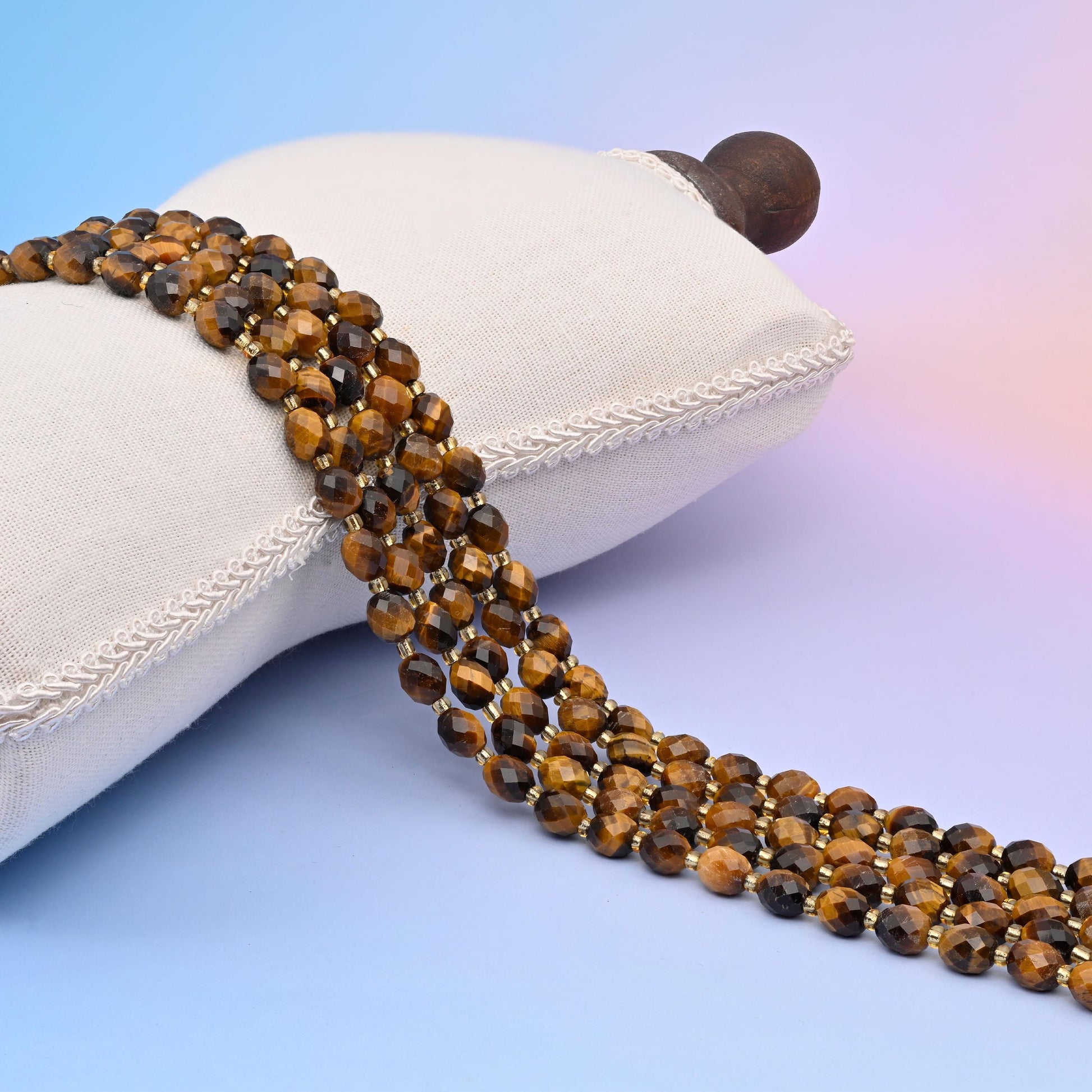 Natural Tiger Eye Faceted Rice Gemstone Beads, Size 6x8mm Rice Beads, DIY Jewelry Making Beads, 15.5 Inches Per Strand