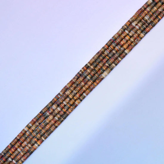 Natural Creek Jasper Smooth Heishi Disc Gemstone Beads, Size 1x4mm Beads, DIY Jewelry Making Beads, 15.5 Inches Per Strand - Mycrazycrystal