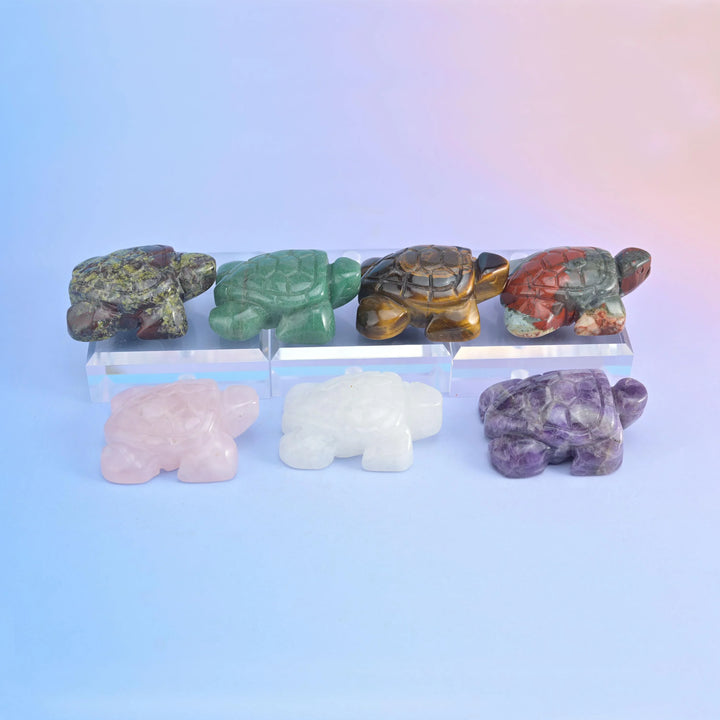 2" Sea Turtle Small Crystal Carving, Sea Turtle Gemstone Figurine, Home Decoration, Gift for Everyone - Mycrazycrystal
