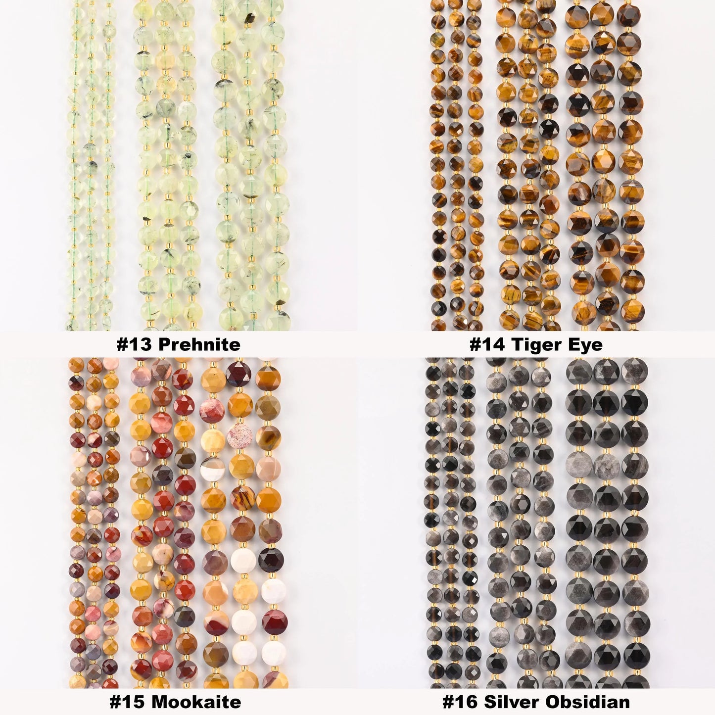 Natural Faceted Coin Gemstone Beads, Size 6, 8, 10mm Faceted Coin Bead, 28 Gemstones, DIY Jewelry Making Beads, 15.5 Inches Per Strand - S1 - Mycrazycrystal
