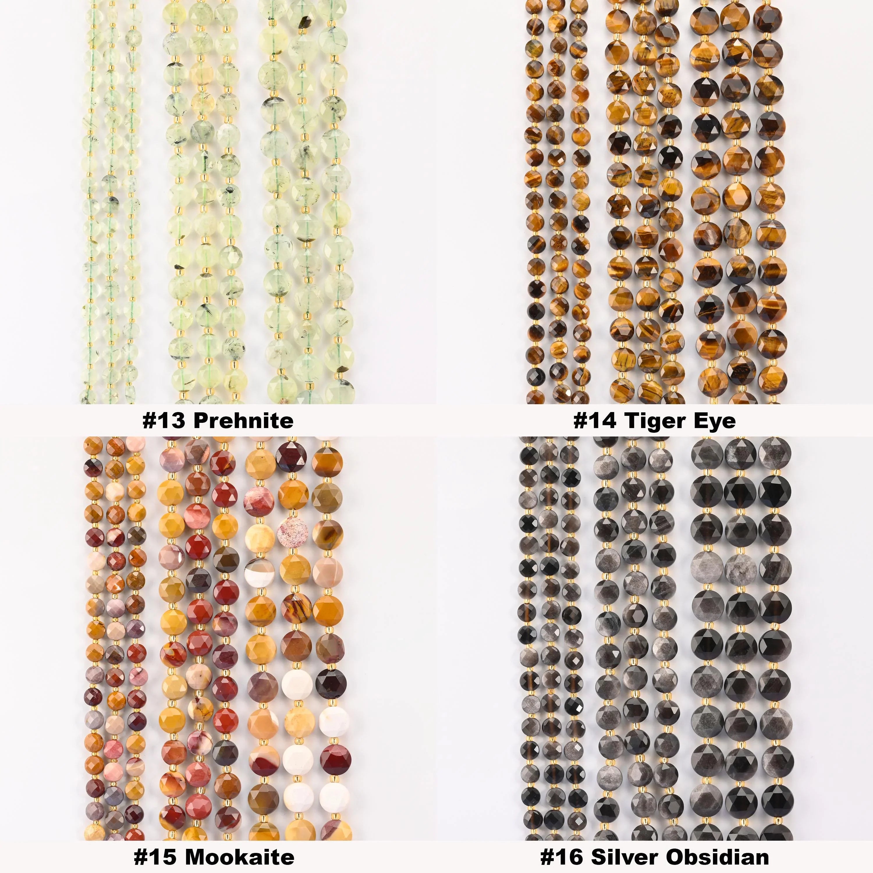 Natural Faceted Coin Gemstone Beads, Size 6, 8, 10mm Faceted Coin Bead, 28 Gemstones, DIY Jewelry Making Beads, 15.5 Inches Per Strand - S1 - Mycrazycrystal