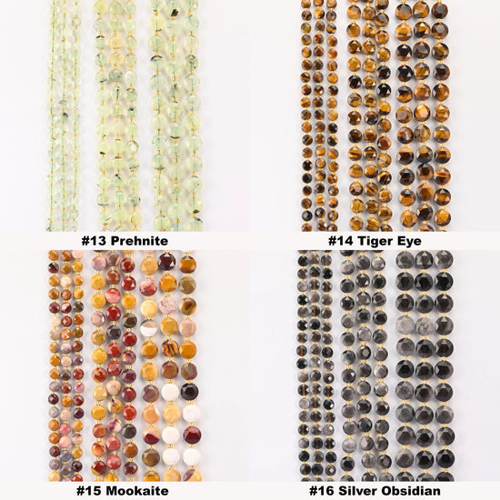 Natural Faceted Coin Gemstone Beads, Size 6, 8, 10mm Faceted Coin Bead, 28 Gemstones, DIY Jewelry Making Beads, 15.5 Inches Per Strand - S1 - Mycrazycrystal