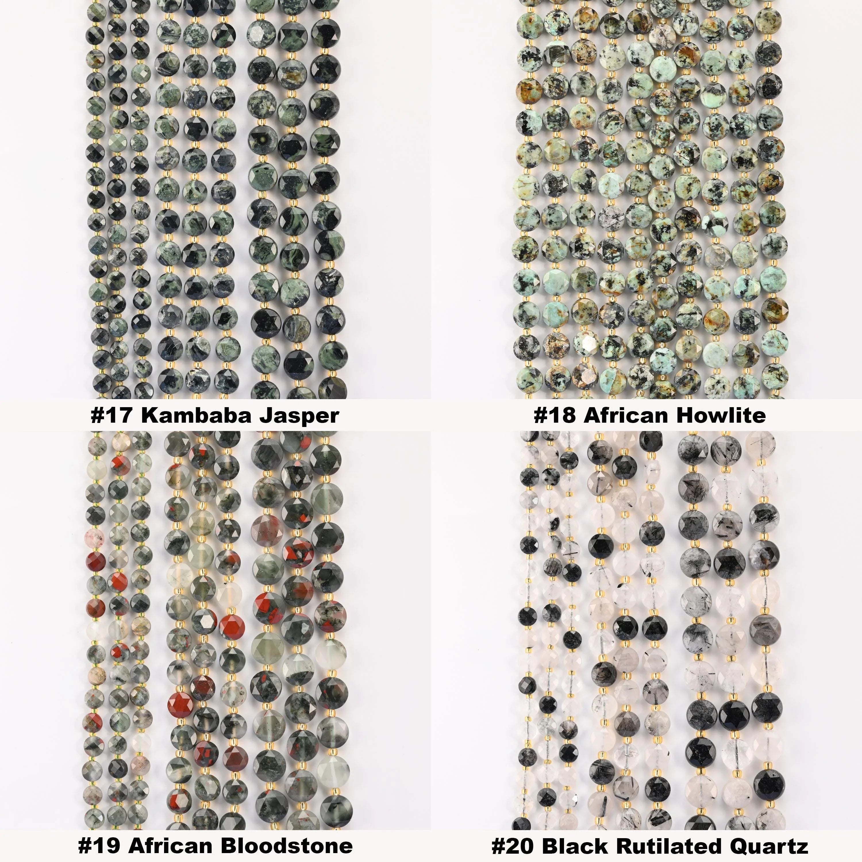 Natural Faceted Coin Gemstone Beads, Size 6, 8, 10mm Faceted Coin Bead, 28 Gemstones, DIY Jewelry Making Beads, 15.5 Inches Per Strand - S1 - Mycrazycrystal