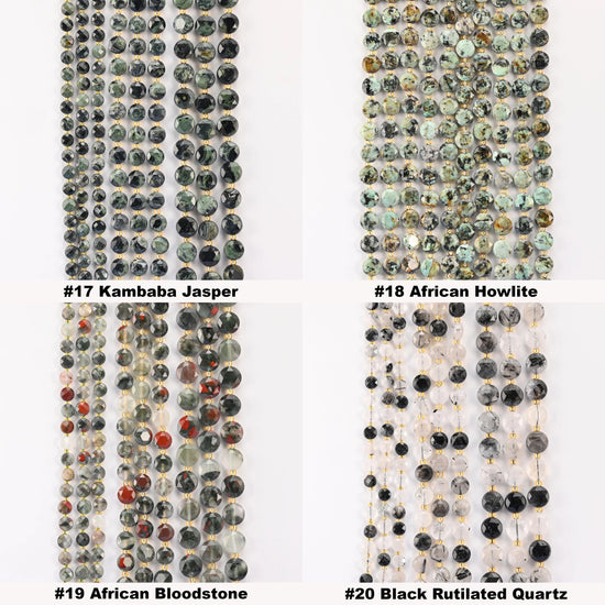 Natural Faceted Coin Gemstone Beads, Size 6, 8, 10mm Faceted Coin Bead, 28 Gemstones, DIY Jewelry Making Beads, 15.5 Inches Per Strand - S1 - Mycrazycrystal