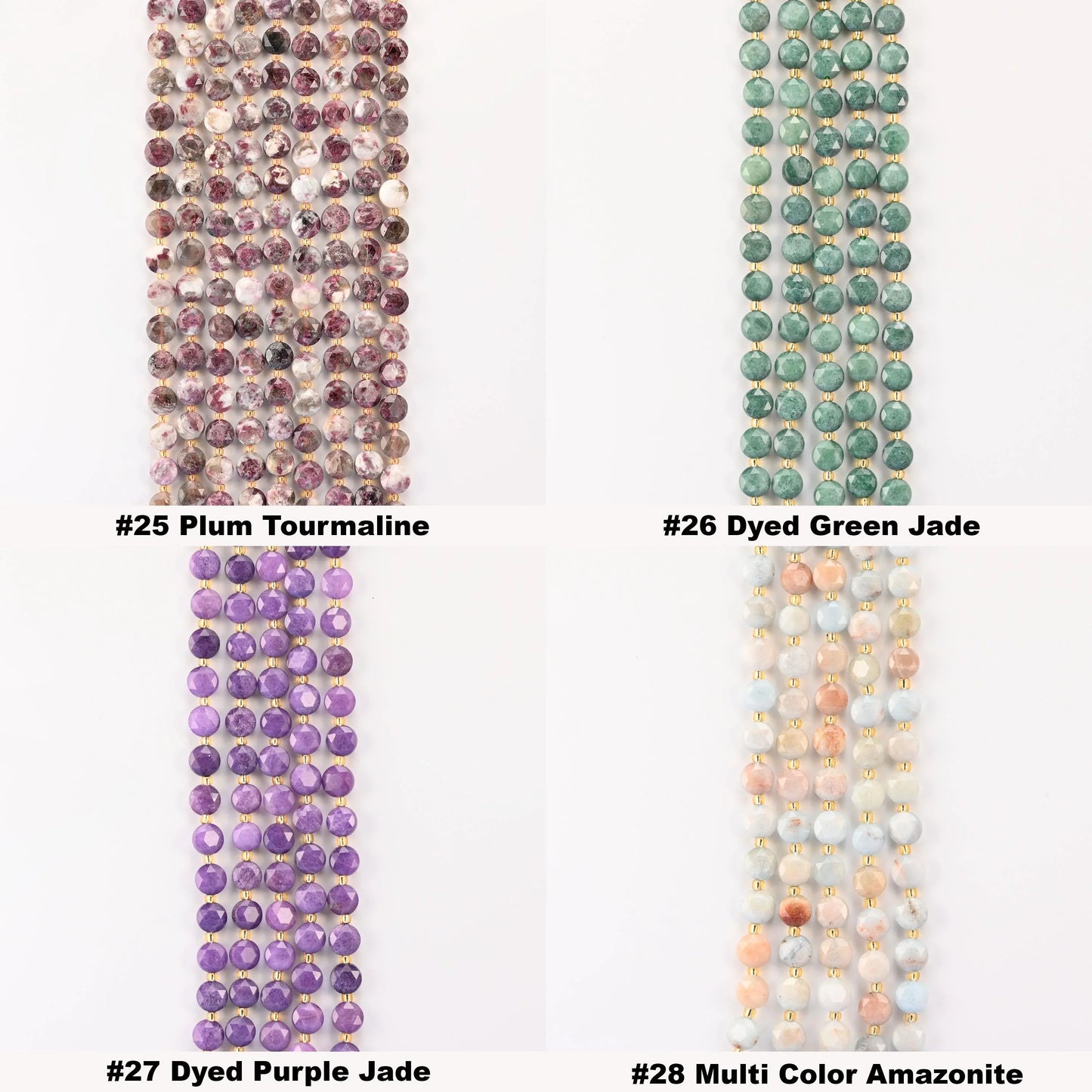 Natural Faceted Coin Gemstone Beads, Size 6, 8, 10mm Faceted Coin Bead, 28 Gemstones, DIY Jewelry Making Beads, 15.5 Inches Per Strand - S1 - Mycrazycrystal