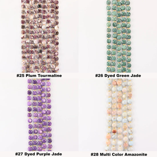 Natural Faceted Coin Gemstone Beads, Size 6, 8, 10mm Faceted Coin Bead, 28 Gemstones, DIY Jewelry Making Beads, 15.5 Inches Per Strand - S1 - Mycrazycrystal
