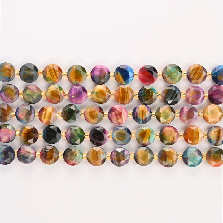 Natural Faceted Coin Gemstone Beads, Size 6, 8, 10mm Faceted Coin Bead, 28 Gemstones, DIY Jewelry Making Beads, 15.5 Inches Per Strand - S1 - Mycrazycrystal