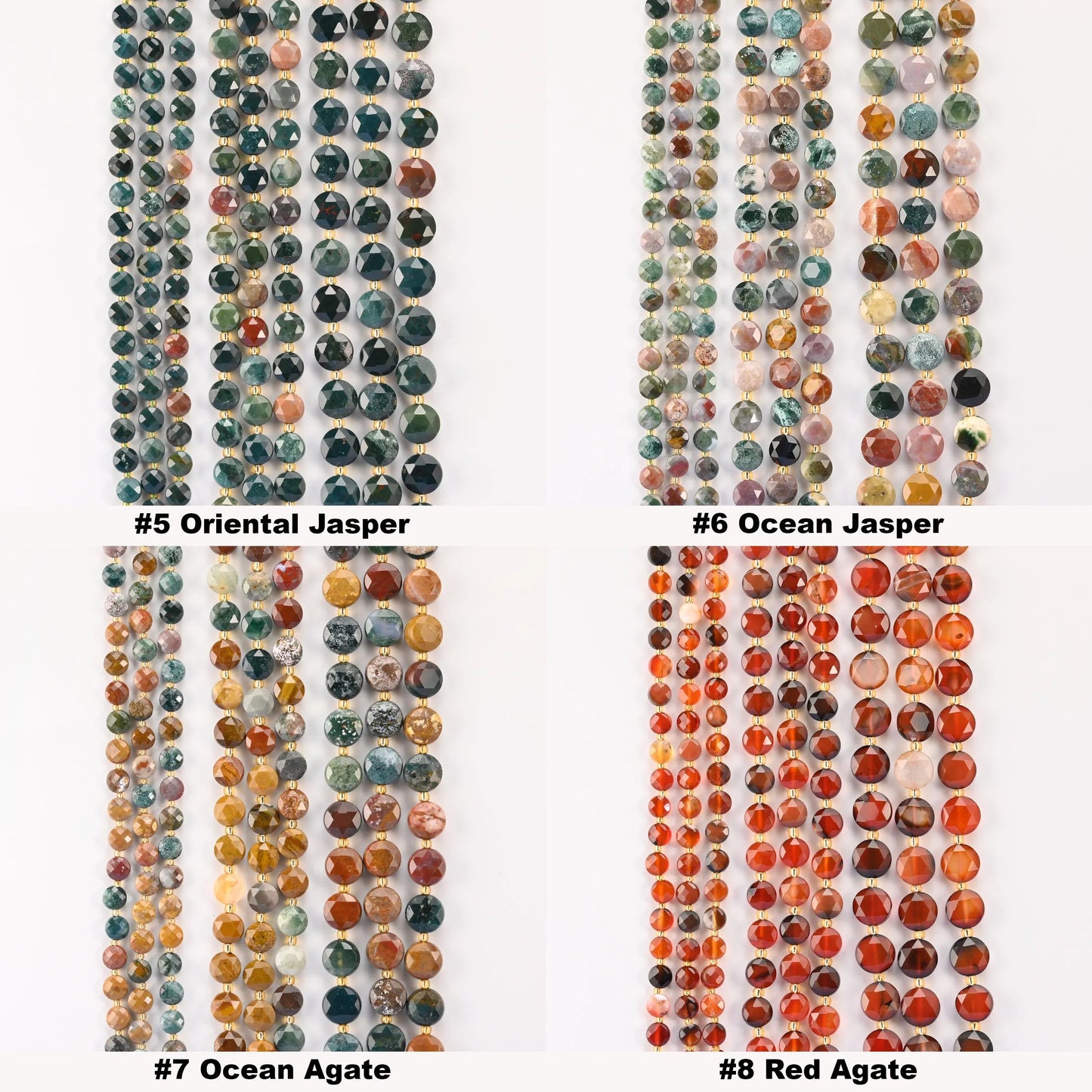 Natural Faceted Coin Gemstone Beads, Size 6, 8, 10mm Faceted Coin Bead, 28 Gemstones, DIY Jewelry Making Beads, 15.5 Inches Per Strand - S1 - Mycrazycrystal