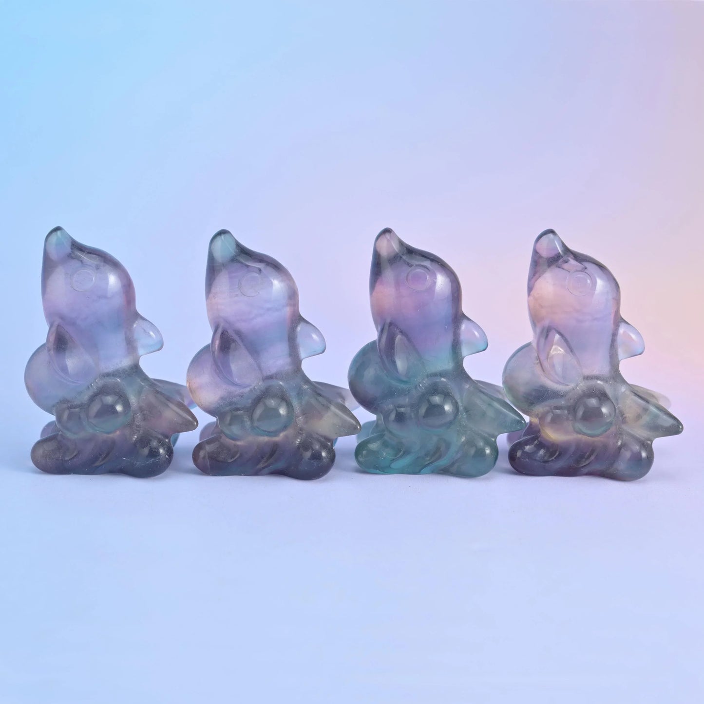 1.5" Cute Small Dolphin Crystal Carving, Dolphin Gemstone Figurine - Mycrazycrystal