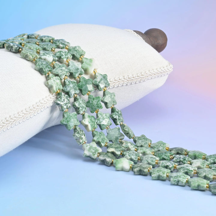 Natural Moss Tree Agate 5 Pointed Star Faceted Gemstone Beads, Size 14mm - Mycrazycrystal