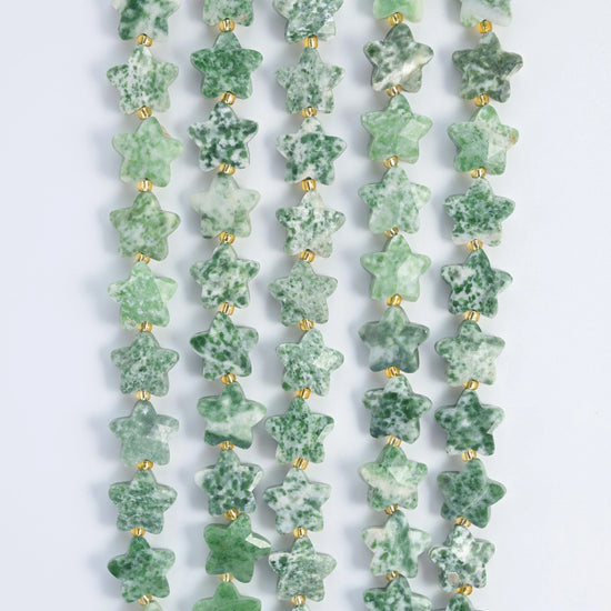 Natural Moss Tree Agate 5 Pointed Star Faceted Gemstone Beads, Size 14mm - Mycrazycrystal