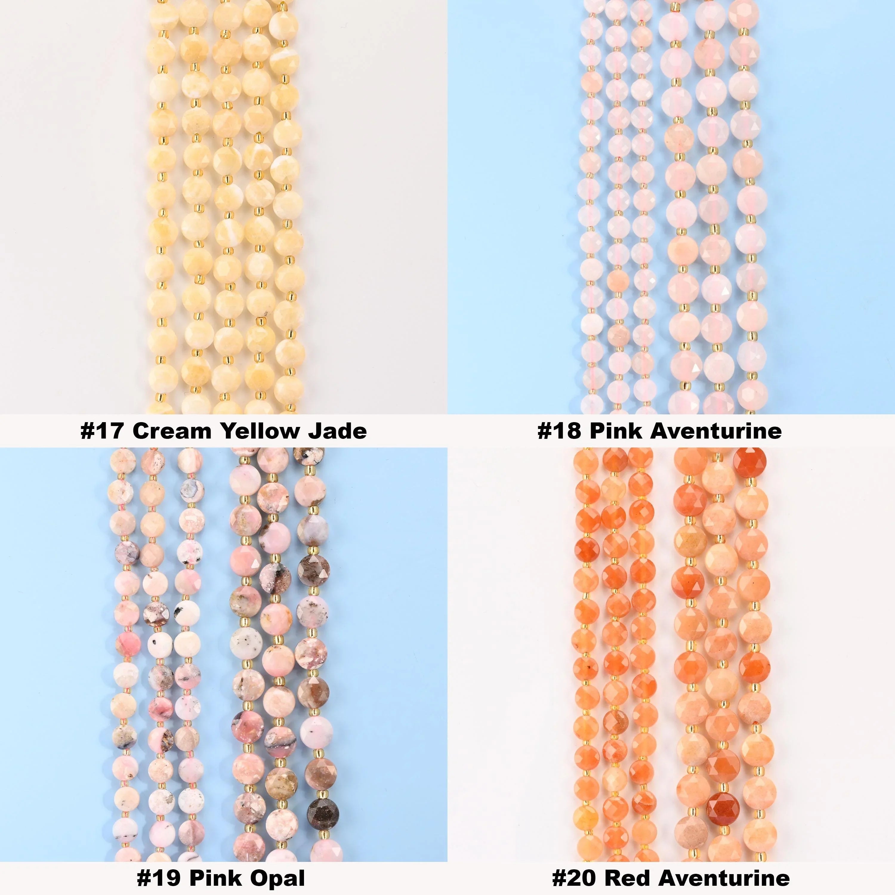 Natural Faceted Coin Gemstone Beads, 6, 8, 10mm Bead Size, DIY Jewelry Making Beads, 15.5 Inches Per Strand - S3 - Mycrazycrystal