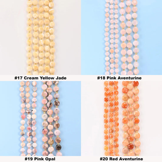 Natural Faceted Coin Gemstone Beads, 6, 8, 10mm Bead Size, DIY Jewelry Making Beads, 15.5 Inches Per Strand - S3 - Mycrazycrystal