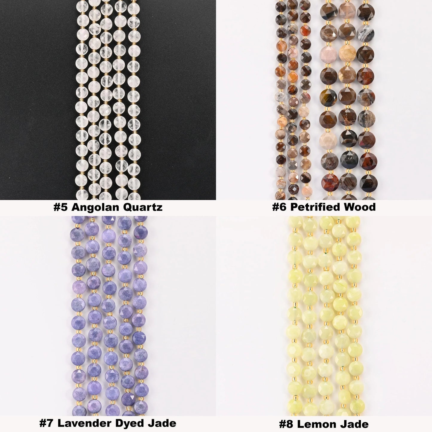 Natural Faceted Coin Gemstone Beads, 6, 8, 10mm Bead Size, DIY Jewelry Making Beads, 15.5 Inches Per Strand - S3 - Mycrazycrystal