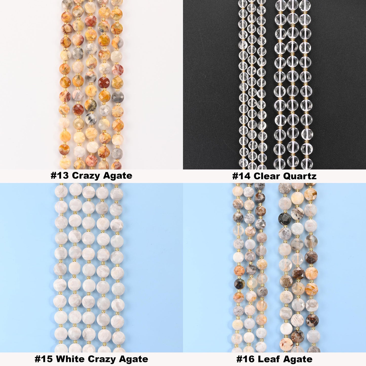 Natural Faceted Coin Gemstone Beads, 6, 8, 10mm Bead Size, DIY Jewelry Making Beads, 15.5 Inches Per Strand - S3 - Mycrazycrystal