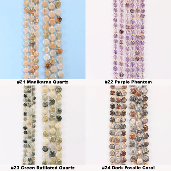 Natural Faceted Coin Gemstone Beads, 6, 8, 10mm Bead Size, DIY Jewelry Making Beads, 15.5 Inches Per Strand - S3 - Mycrazycrystal
