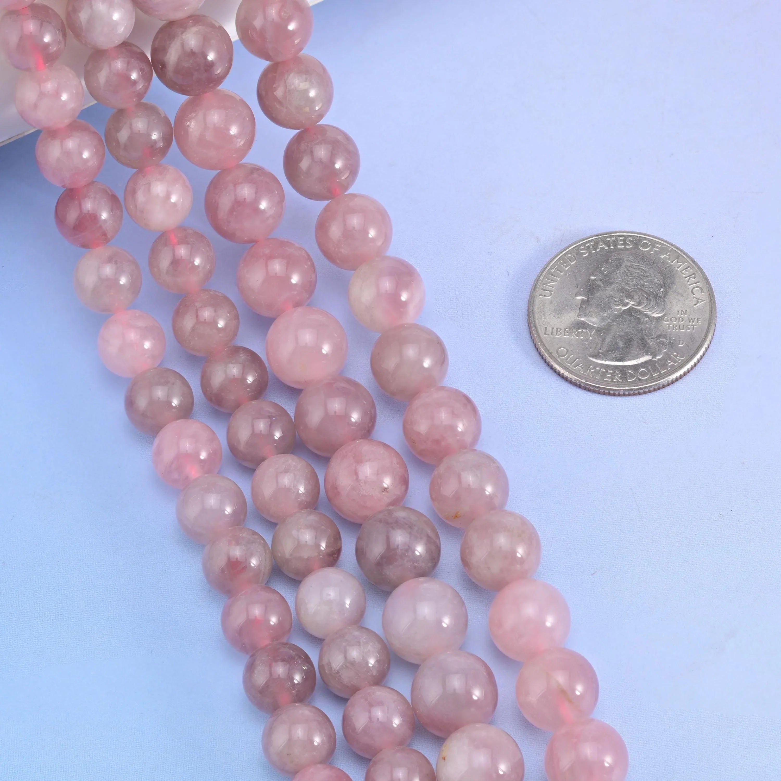 Natural Madagascar Multi-Color Rose Quartz Smooth Round Bead, Size 6mm, 8mm - Mycrazycrystal