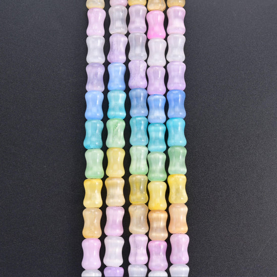 Rainbow Selenite Bamboo Stem Tube Gemstone Beads, Size 8x12 mm - Mycrazycrystal