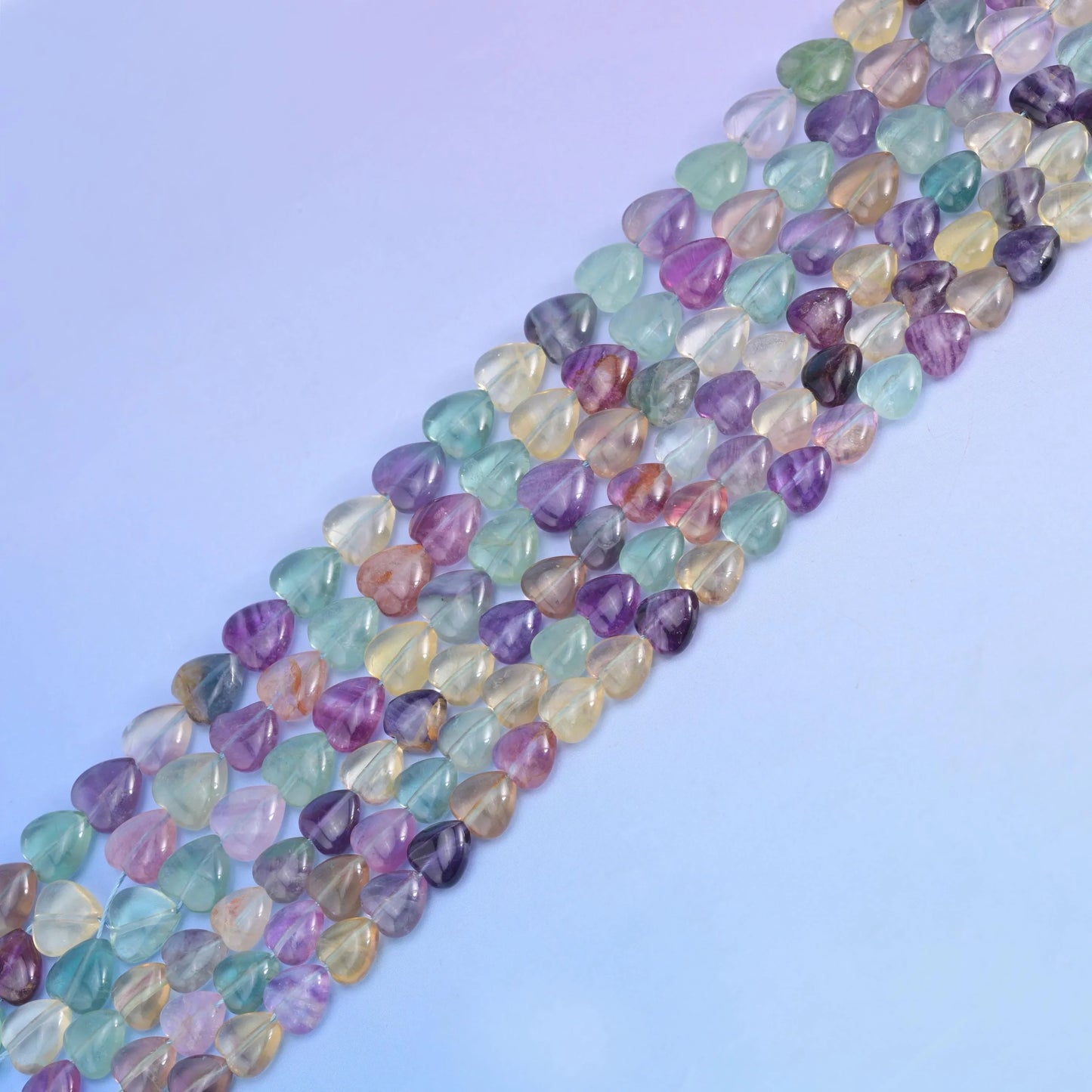 Natural Rainbow Fluorite Smooth Heart Gemstone Bead, Size 10mm, 12mm - Mycrazycrystal