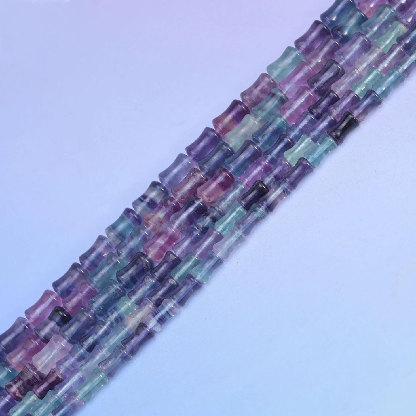 Natural Rainbow Fluorite Bamboo Stem Tube Gemstone Bead, Size 6x10mm, 8x12mm - Mycrazycrystal