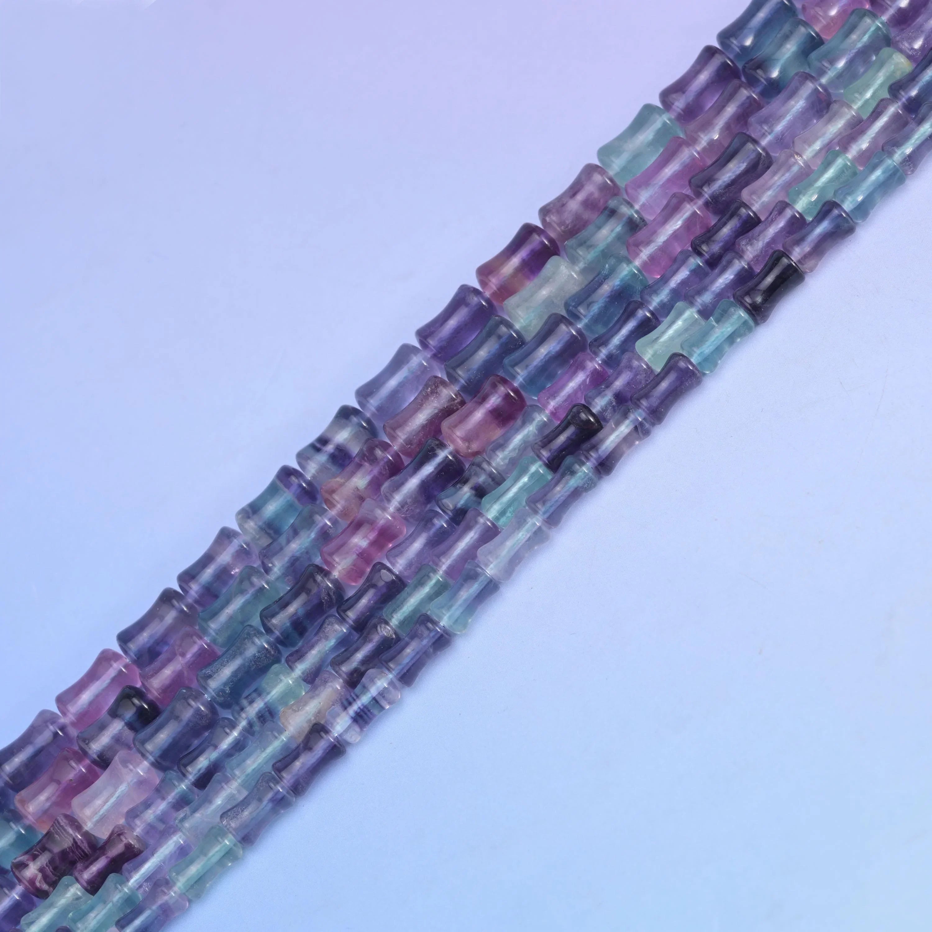 Natural Rainbow Fluorite Bamboo Stem Tube Gemstone Bead, Size 6x10mm, 8x12mm - Mycrazycrystal