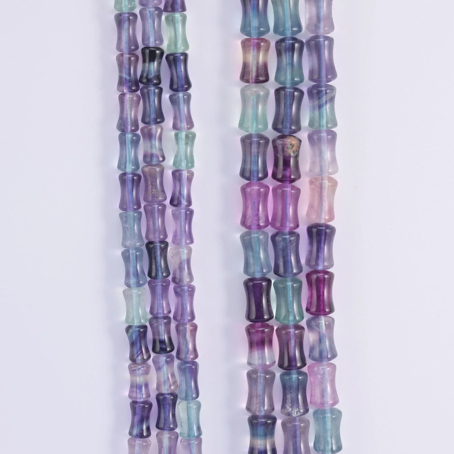 Natural Rainbow Fluorite Bamboo Stem Tube Gemstone Bead, Size 6x10mm, 8x12mm - Mycrazycrystal