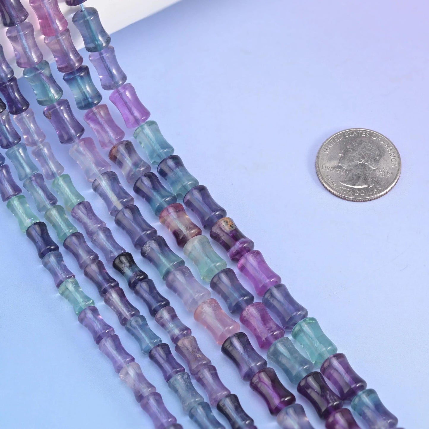 Natural Rainbow Fluorite Bamboo Stem Tube Gemstone Bead, Size 6x10mm, 8x12mm - Mycrazycrystal