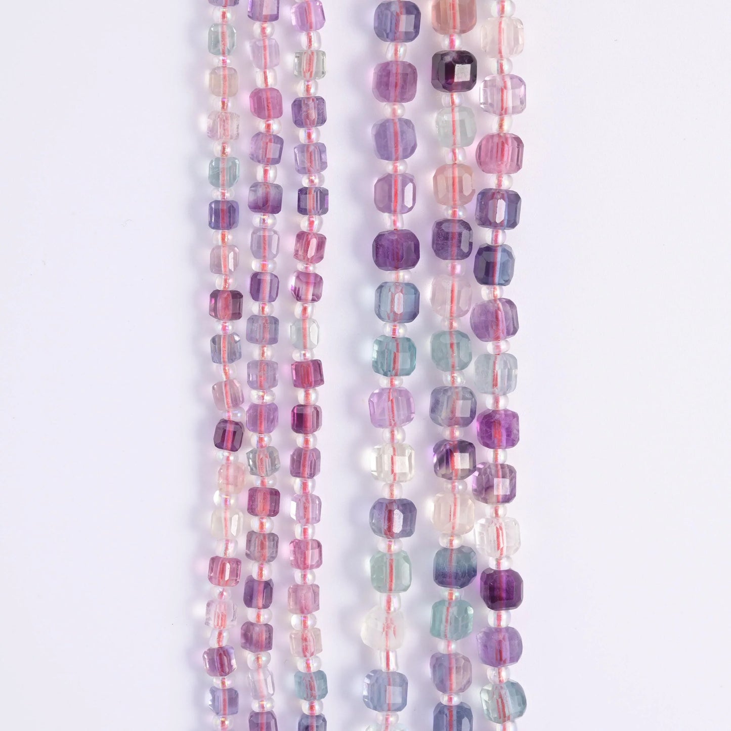 Natural Rainbow Fluorite Faceted Cube Gemstone Bead, Size 4mm, 6mm - Mycrazycrystal