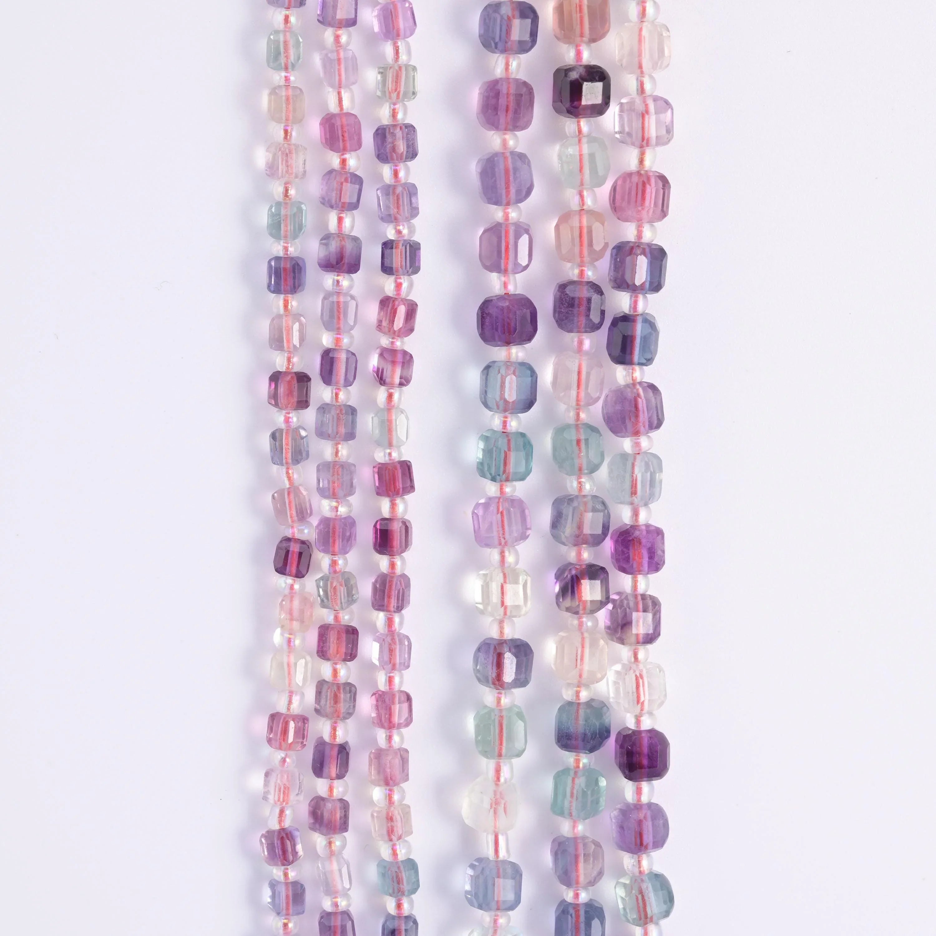 Natural Rainbow Fluorite Faceted Cube Gemstone Bead, Size 4mm, 6mm - Mycrazycrystal