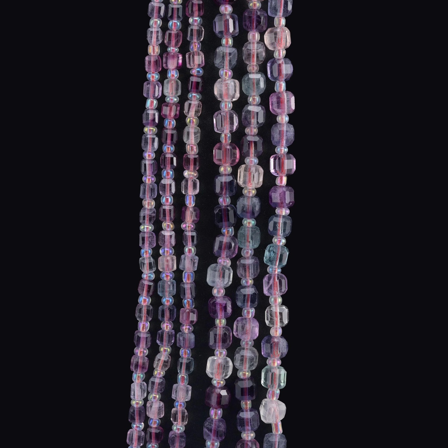 Natural Rainbow Fluorite Faceted Cube Gemstone Bead, Size 4mm, 6mm - Mycrazycrystal