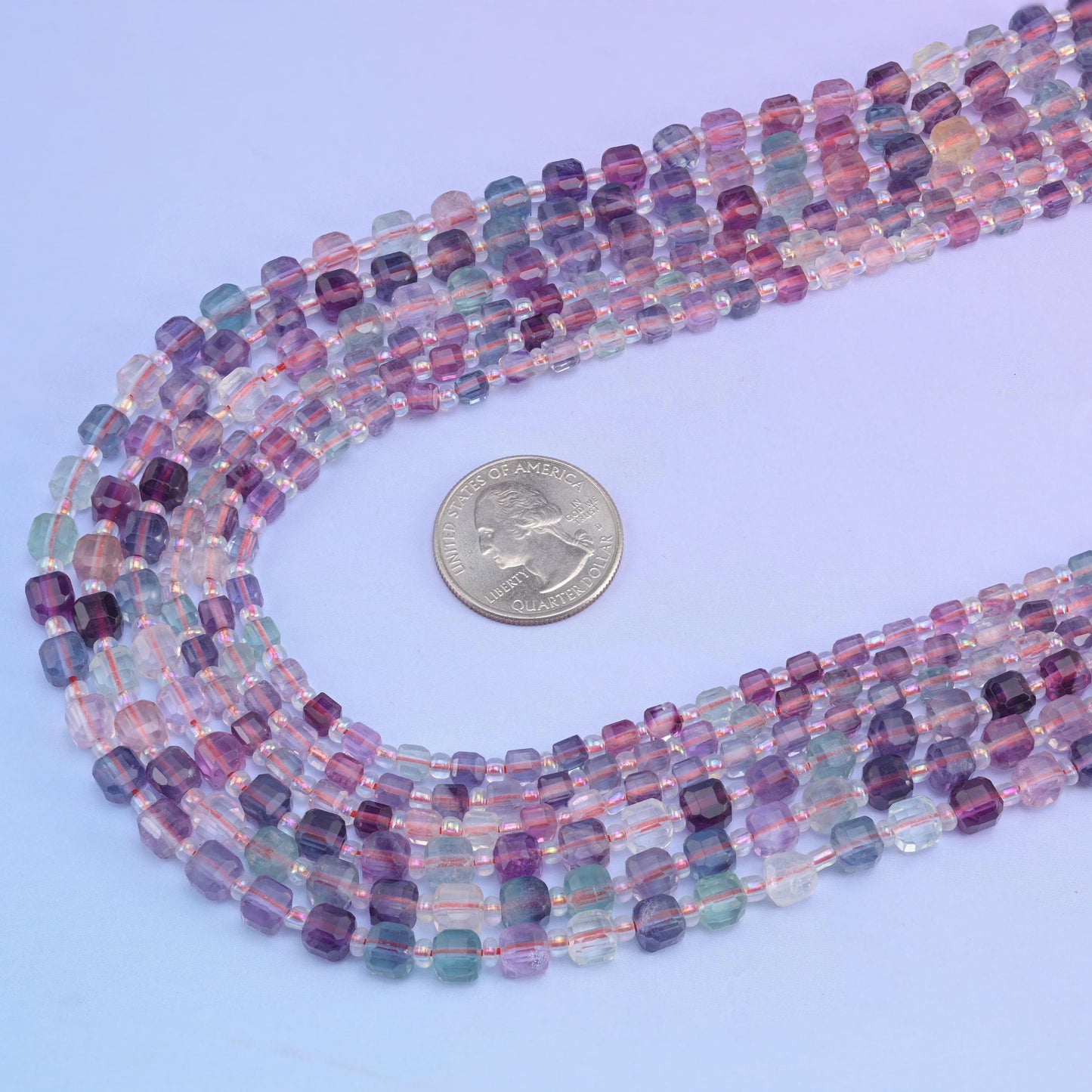 Natural Rainbow Fluorite Faceted Cube Gemstone Bead, Size 4mm, 6mm - Mycrazycrystal