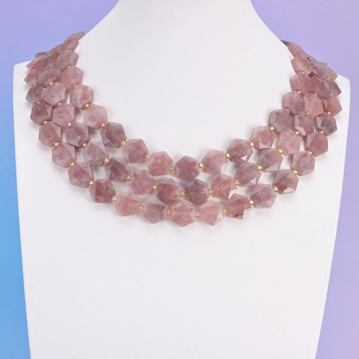 Natural Strawberry Jade Flat Hexagon Faceted Gemstone Beads, Size 12mm - Mycrazycrystal