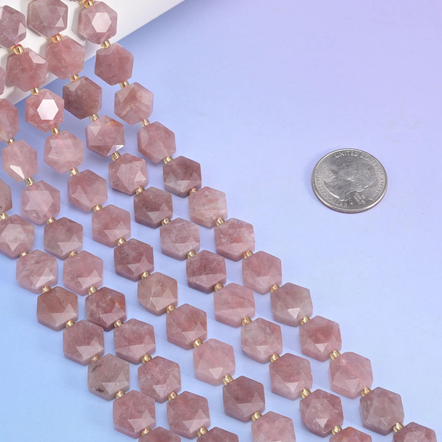 Natural Strawberry Jade Flat Hexagon Faceted Gemstone Beads, Size 12mm - Mycrazycrystal